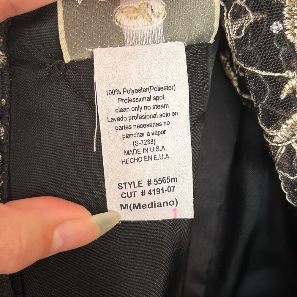 vintage black and gold aspeed formal prom dress with matching bolero car… - Picture 5 of 7